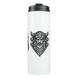 Viking, Dragon & Shield Maiden – Nordic Mythic Ink Thermal Tumbler