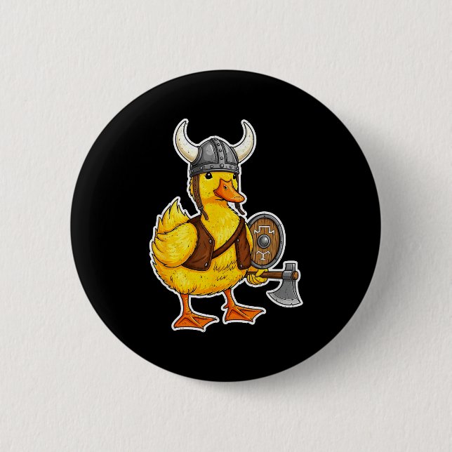 Viking Duck Funny Warrior Design  6 Cm Round Badge (Front)