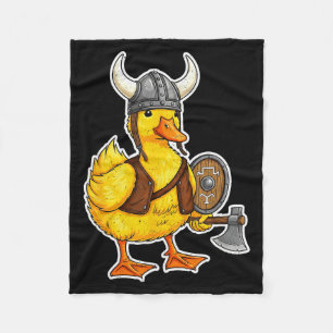 Viking Duck Funny Warrior Design  Fleece Blanket