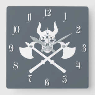 Viking emblem square wall clock
