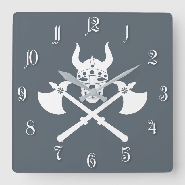Viking emblem square wall clock (Front)