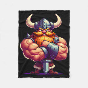 Viking Flexing Muscles Fan Lover Bodybuilding Gym Fleece Blanket
