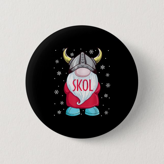 Viking Gnome Skol Christmas Norse Pajama Viking Me 6 Cm Round Badge (Front)