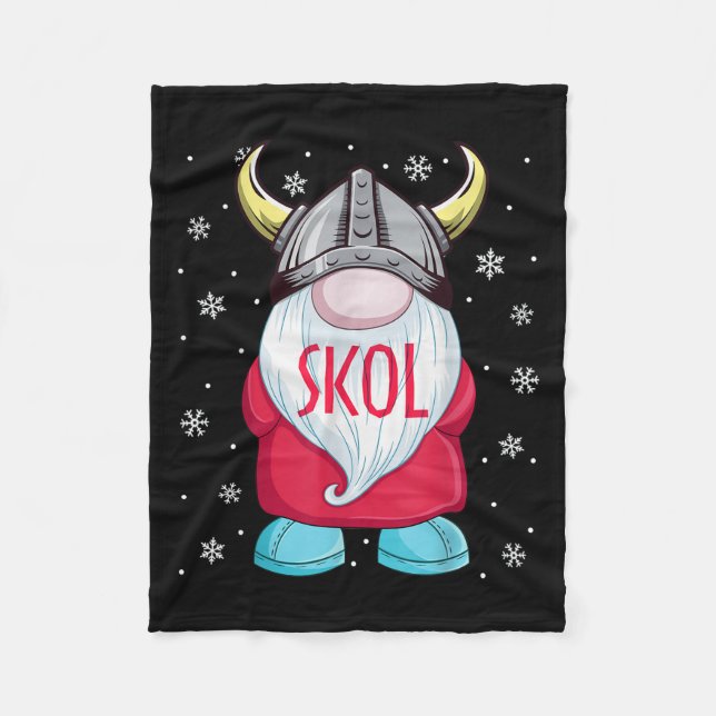 Viking Gnome Skol Christmas Norse Pajama Viking Me Fleece Blanket (Front)