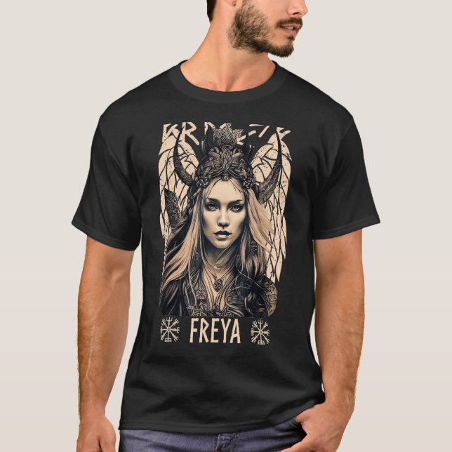 Viking Goddess Freya Shieldmaiden Celtic Mythology T-Shirt (Front)