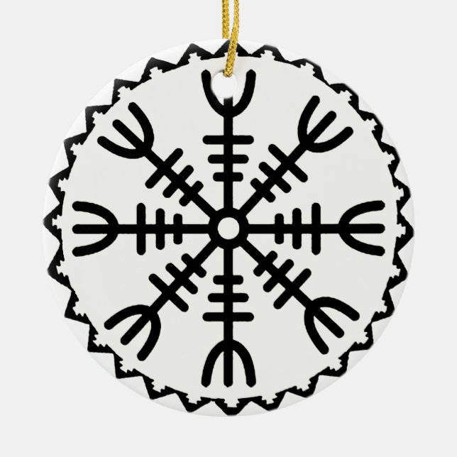 Viking Helm of Awe Ceramic Tree Decoration (Front)