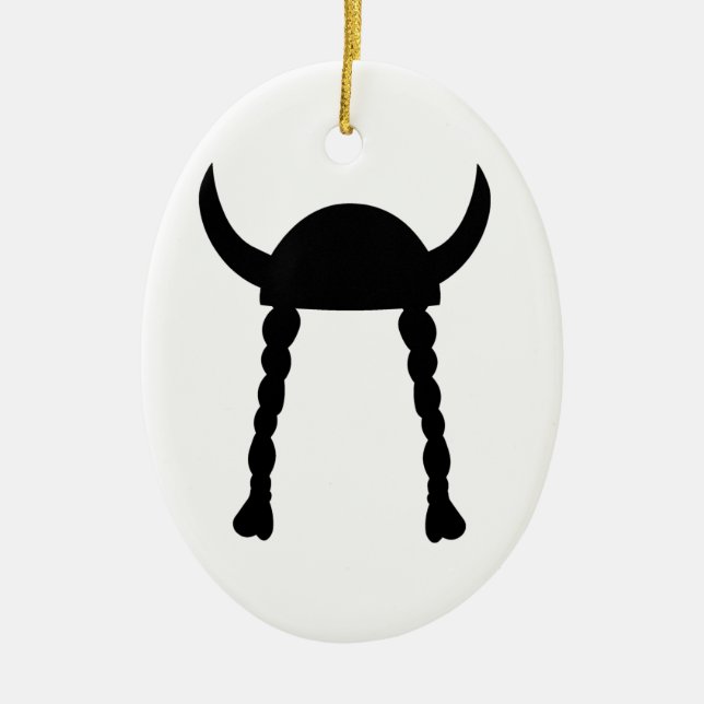Viking Helmet and Braids Ceramic Tree Decoration (Front)