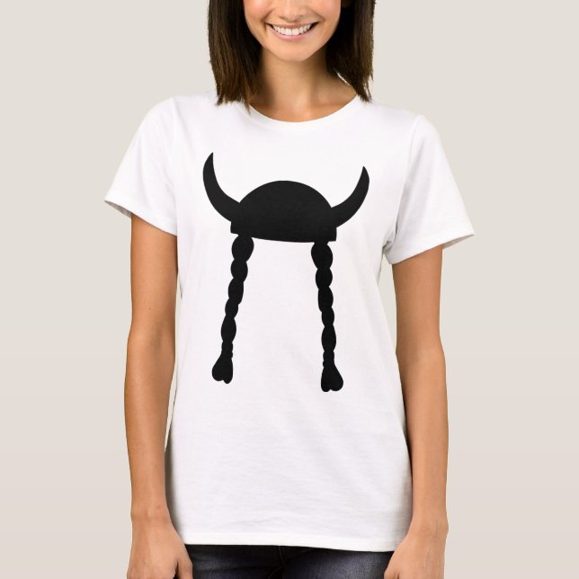 Viking Helmet and Braids T-Shirt (Front)
