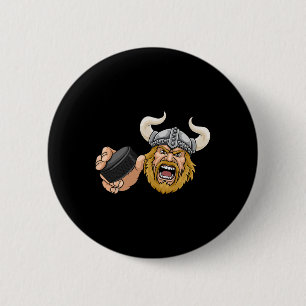 Viking Ice Hockey Puck Cartoon Character Man 6 Cm Round Badge