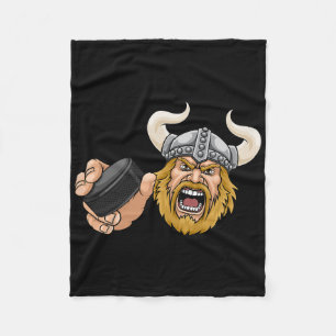 Viking Ice Hockey Puck Cartoon Character Man Fleece Blanket