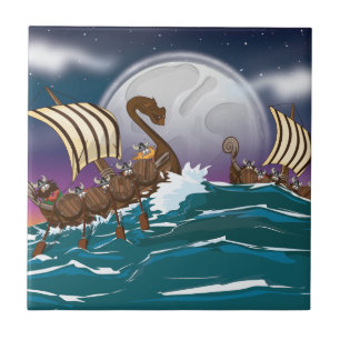 Viking Invasion Fleet Ceramic Tile