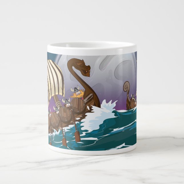 Viking Invasion Fleet Large Coffee Mug (Front)