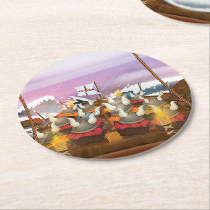 Viking Invasion Fleet Round Paper Coaster