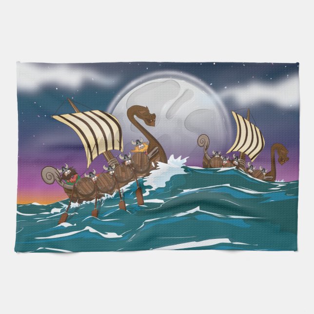Viking Invasion Fleet Tea Towel (Horizontal)