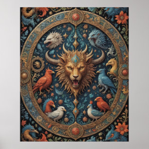 Viking Lion Shield Poster
