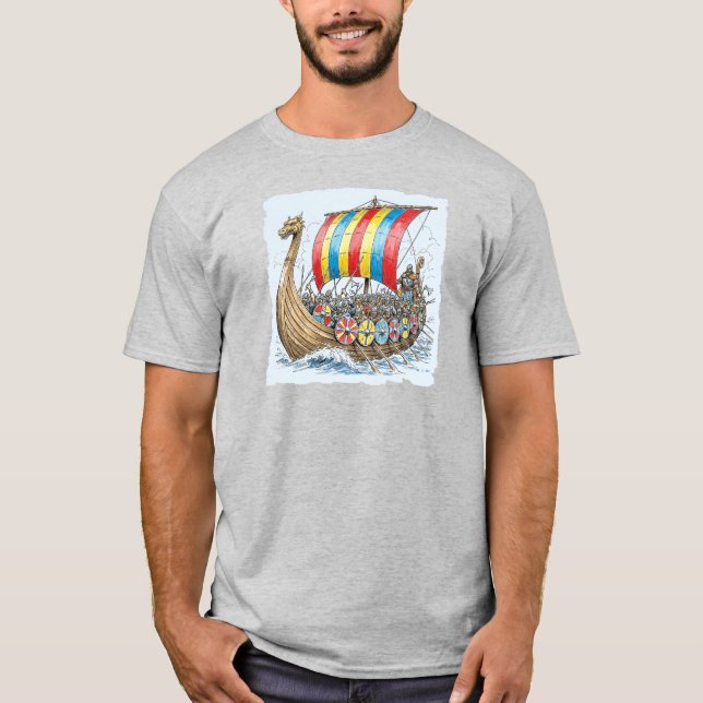 Viking Longboat in colour T-Shirt (Front)