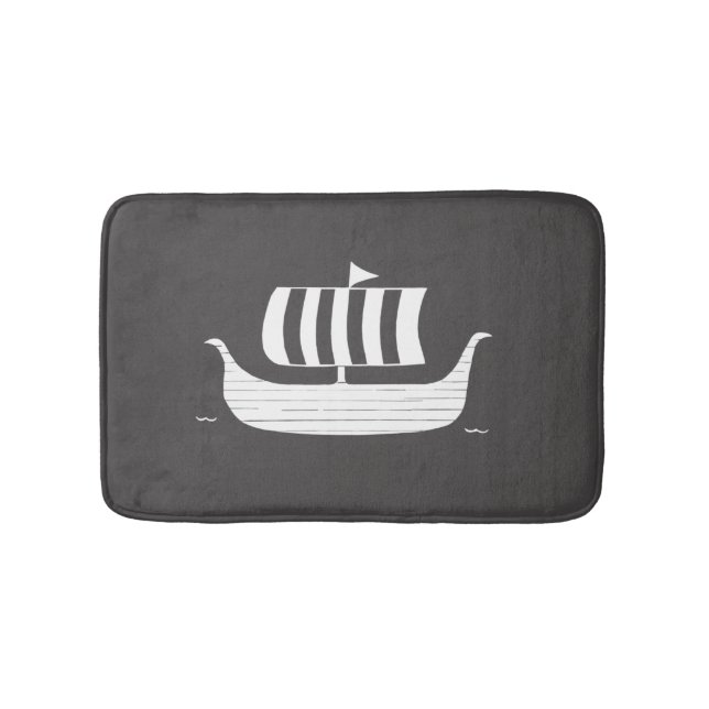 Viking longboat ship with custom background colour bath mat (Front)