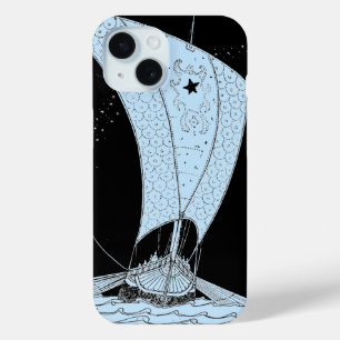 Viking Longship at Night Blue iPhone 15 Case