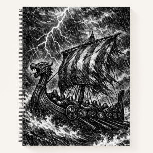 Viking Longship in the Storm — Ink Saga Art Notebook