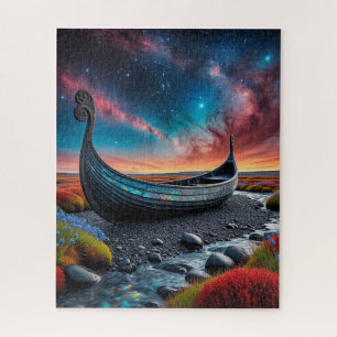 Viking Longship on a Vibrant Landscape Jigsaw Puzzle