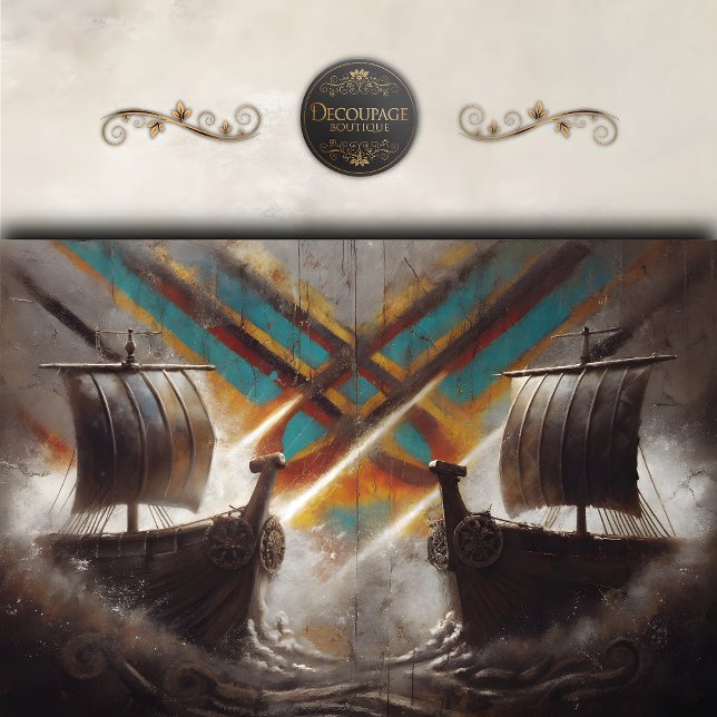 Viking Longships Duel Decoupage Tissue Paper (Viking Longships Duel Decoupage Tissue Paper)