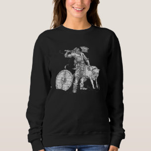 Viking Man and Wolf Alpha Wolf Norse Celtic Mythol Sweatshirt