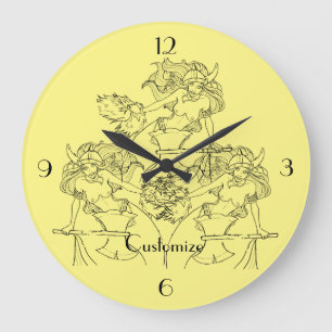 Viking Mermaid Warrior Thunder_Cove Large Clock