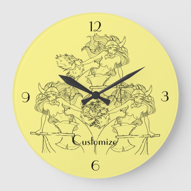 Viking Mermaid Warrior Thunder_Cove  Large Clock (Front)
