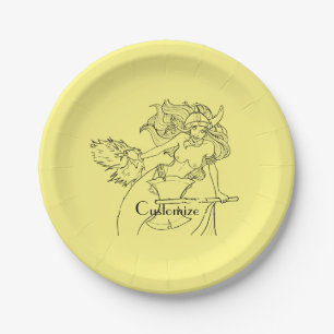 Viking Mermaid Warrior Thunder_Cove  Paper Plate