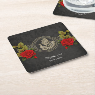 Viking mystical charm with elegant Celtic knots. Square Paper Coaster