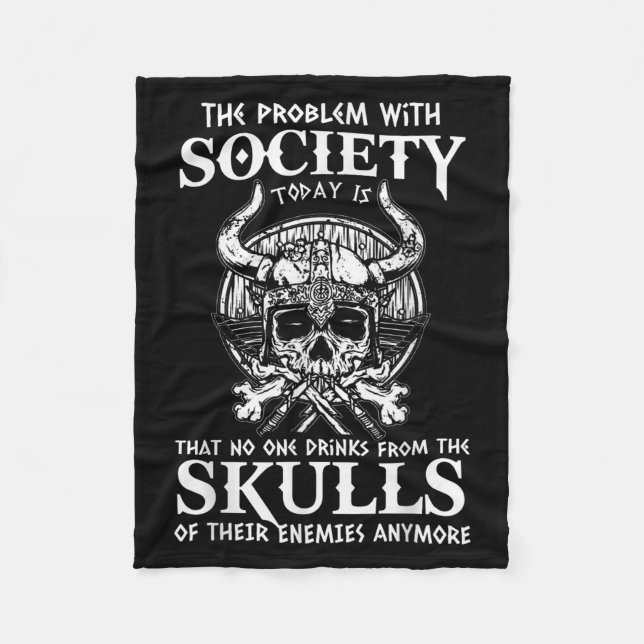 Viking Nordic Valhalla Odin Funny Society Problem  Fleece Blanket (Front)