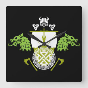 Viking Norsemen Square Wall Clock
