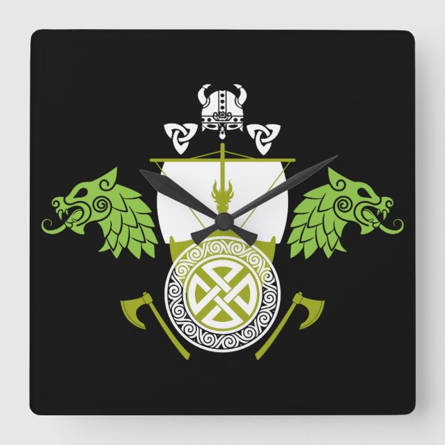 Viking Norsemen Square Wall Clock (Front)