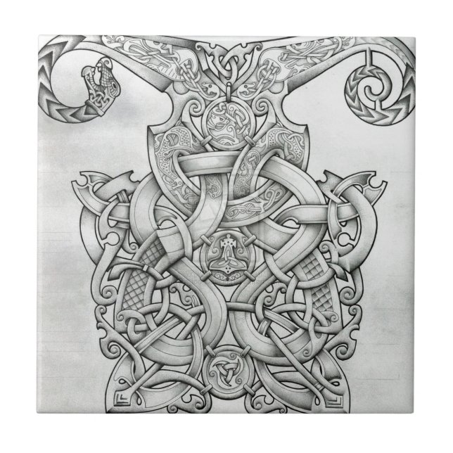 VIKING & OSEBERG KNOTWORK DESIGN CERAMIC TILE (Front)
