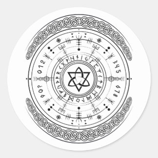 Viking Pagan Asatru Runic Compass, Vegvisir Runes Classic Round Sticker