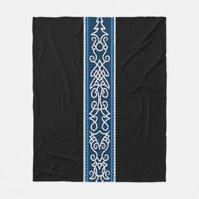 Viking Pattern Blue Fleece Blanket (Front)