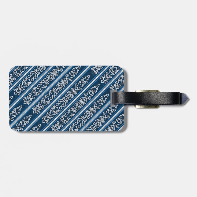 Viking Pattern Blue Luggage Tag (Back Horizontal)