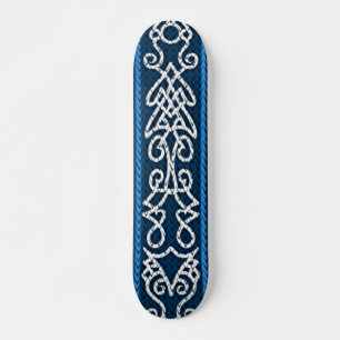 Viking Pattern Blue Skateboard