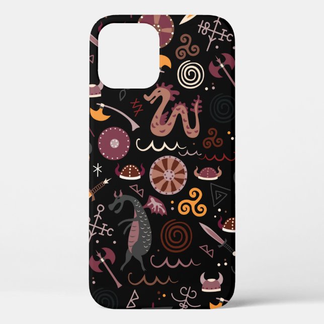 Viking pattern seamless design graphic Case-Mate iPhone case (Back)