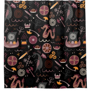 Viking pattern seamless design graphic shower curtain