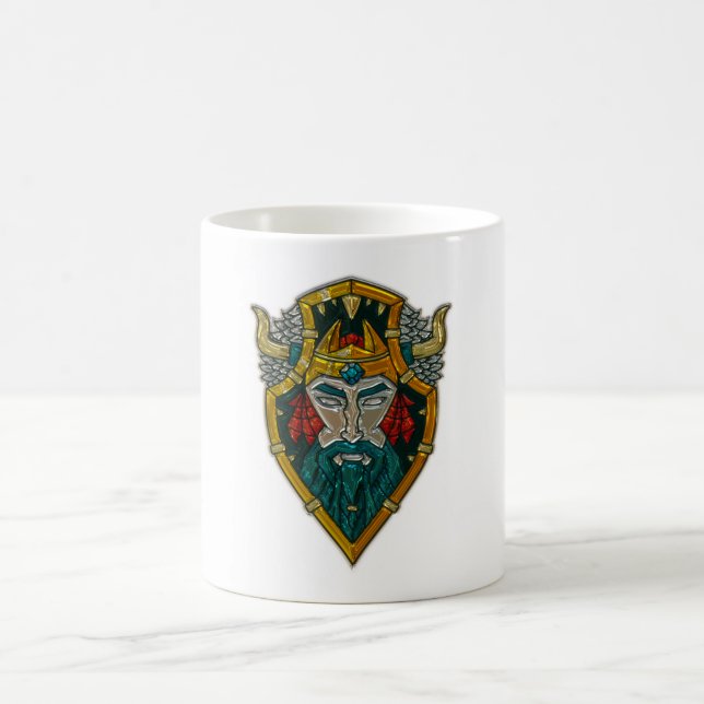 Viking Portrait Metallic Look Coffee Mug (Center)