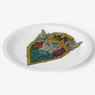 Viking Portrait Metallic Look Paper Plate