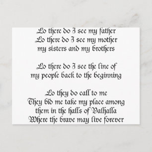 Viking Prayer Lo There Do I See My Father Postcard