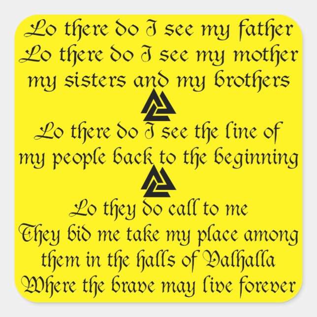 Viking Prayer Valknut  FB.com/USAPatriotGraphics © Square Sticker (Front)