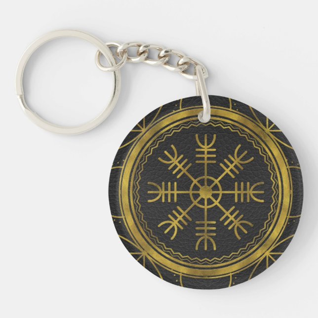 Viking protection runes helm of awe talisman key ring (Front)