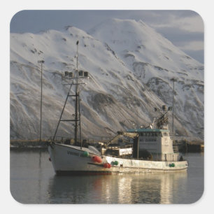 Viking Queen, Crab Boat in Dutch Harbour, AK Square Sticker