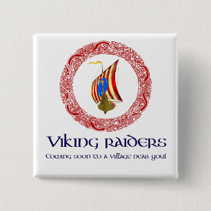 Viking raiders 15 cm square badge
