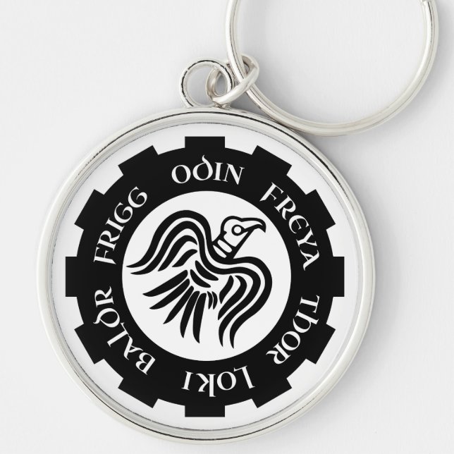 Viking Raven Banner Odin Thor Frigg Key Ring (Front)