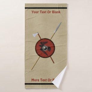 Viking Raven Shield And Weapons Bath Towel Set