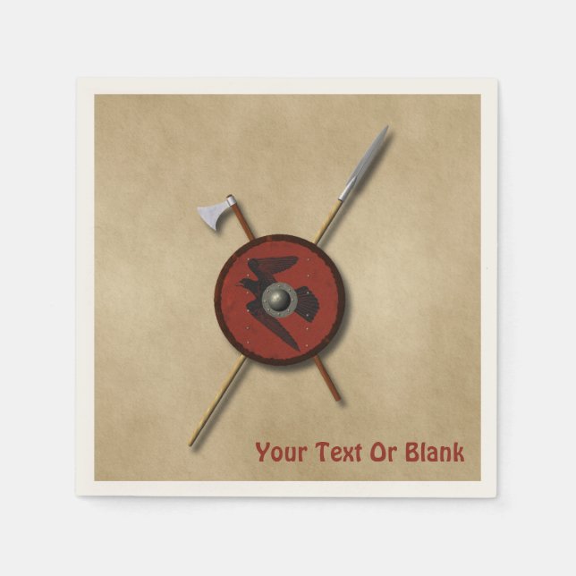 Viking Raven Shield And Weapons Napkin (Front)